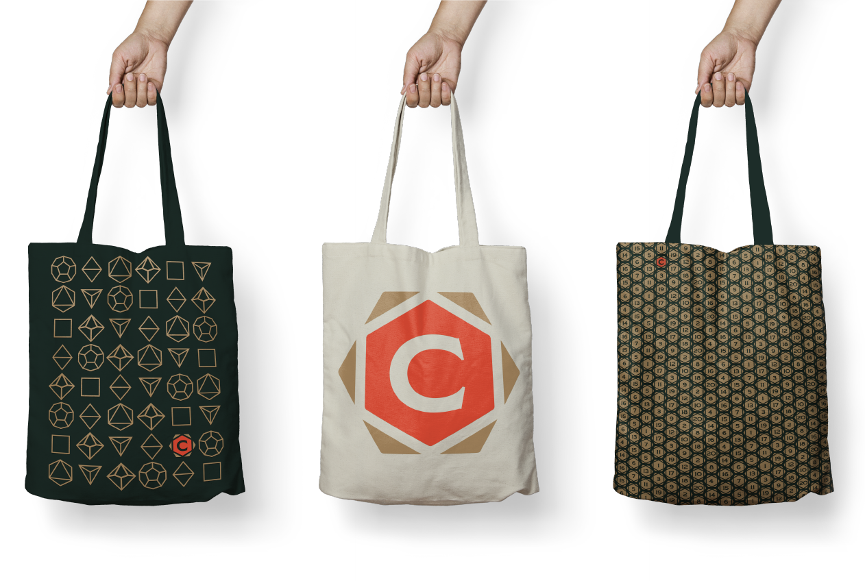 Tote bags with logos and patterns