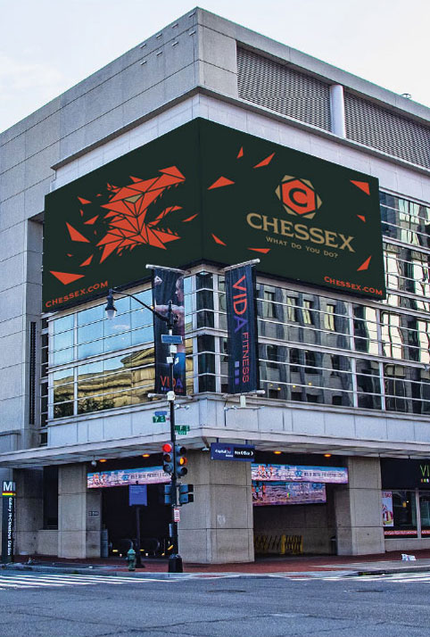 Digital billboards with dragon and logo