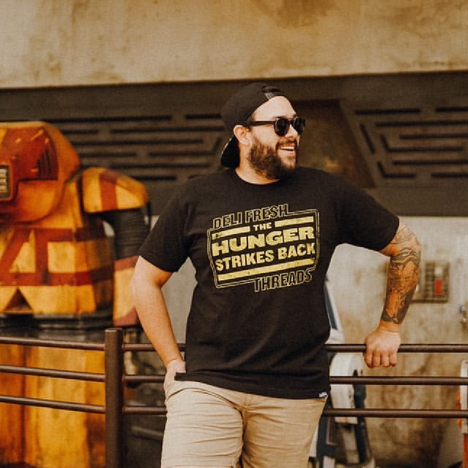 Man wearing Star Wars Parody shirt