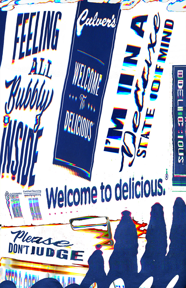 Distorted poster of Culver's packaging