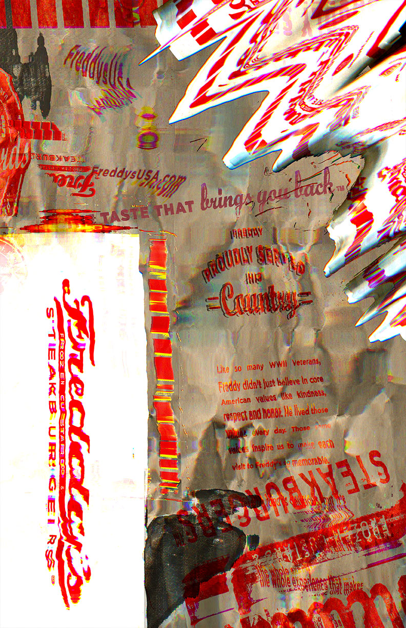 Distorted poster of Freddy's packaging