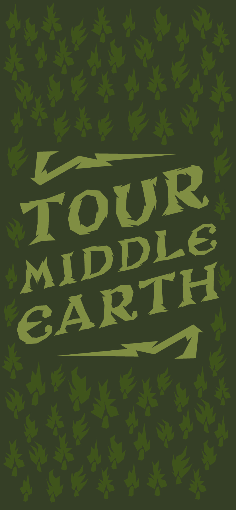 Phone wallpaper of trees pattern and Tour Middle Earth logo