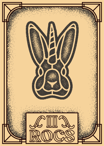 Card of a bunny with a unicorn horn