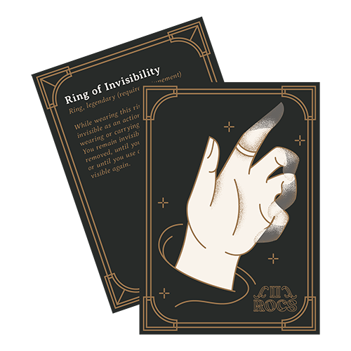 front and back of Ring of Invisibility Card