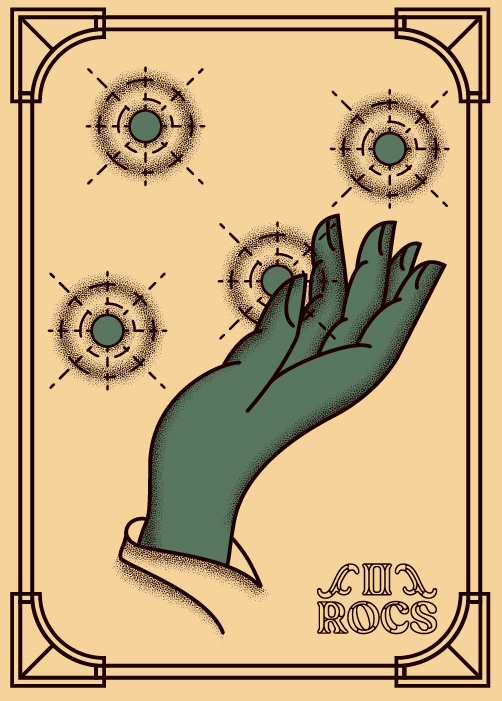 card with hand casting a spell